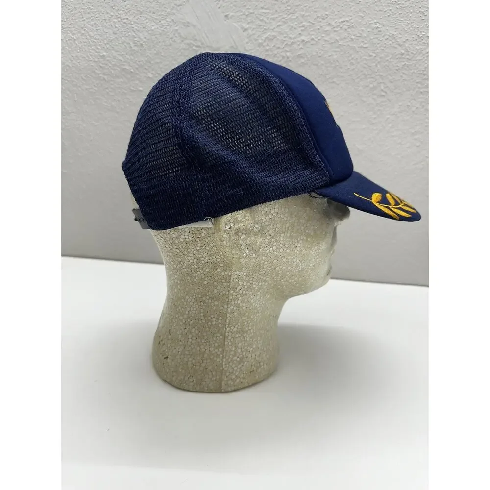 R.O.C Trucker Hat Hawaii Mesh Adjustable Snap Back Cap Blue Yellow Leafs Vintage